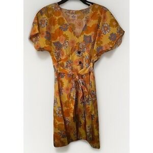MARINE LAYER Camila Mini Dress Yellow Colorful Floral Pockets X Small